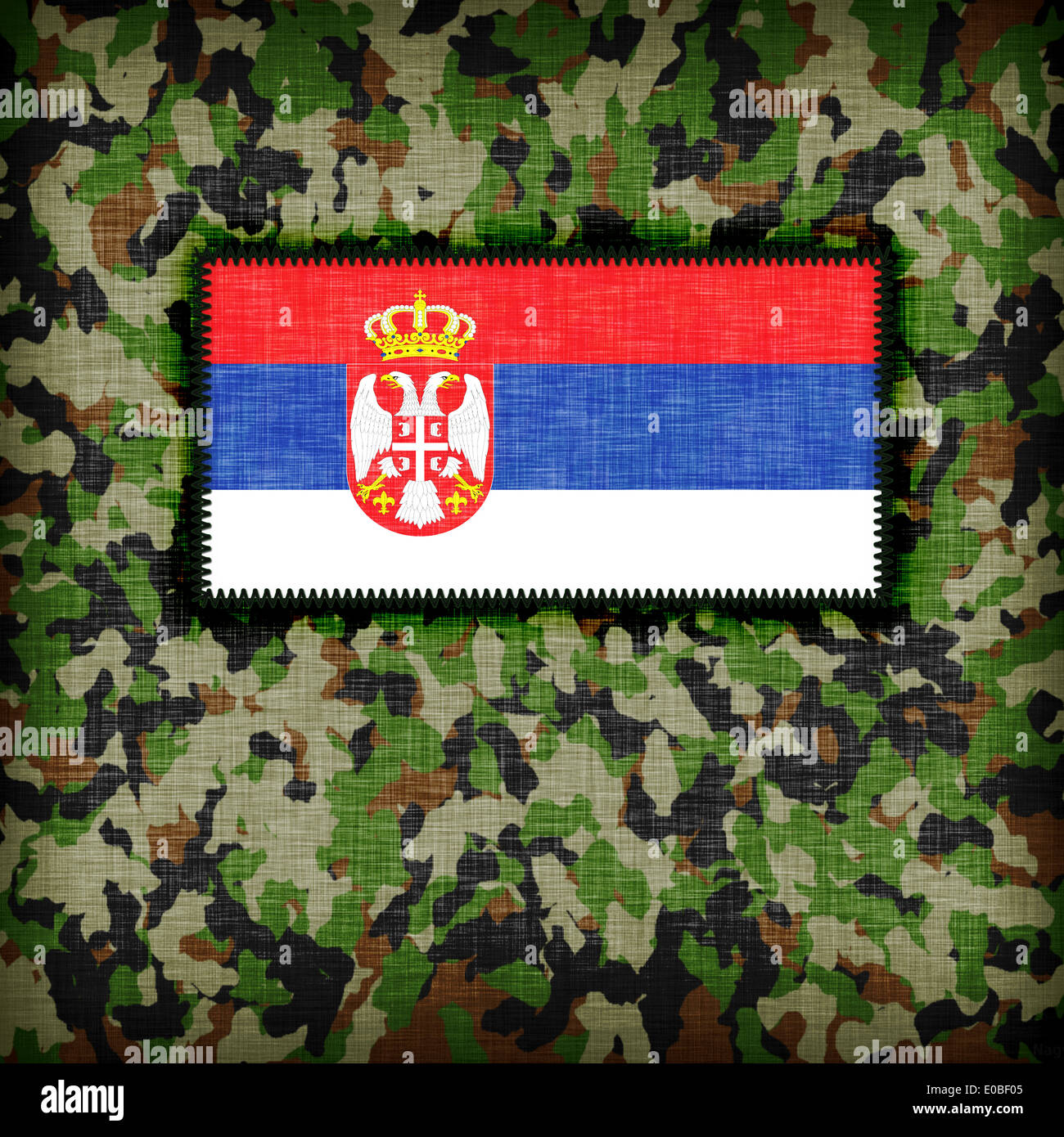 Amy camouflage uniform with flag on it  Serbia Stock Photo