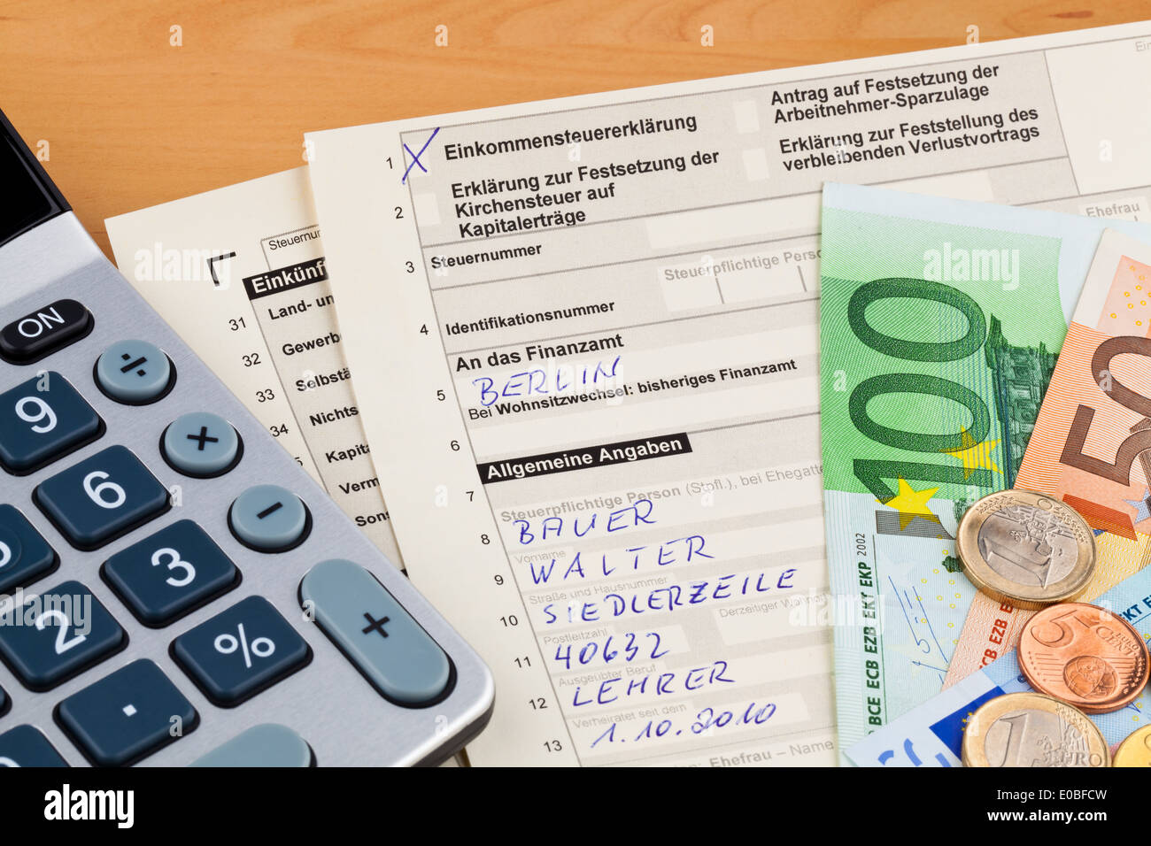 A German Tax Return For Income Tax Is Filled Eine Deutsche 