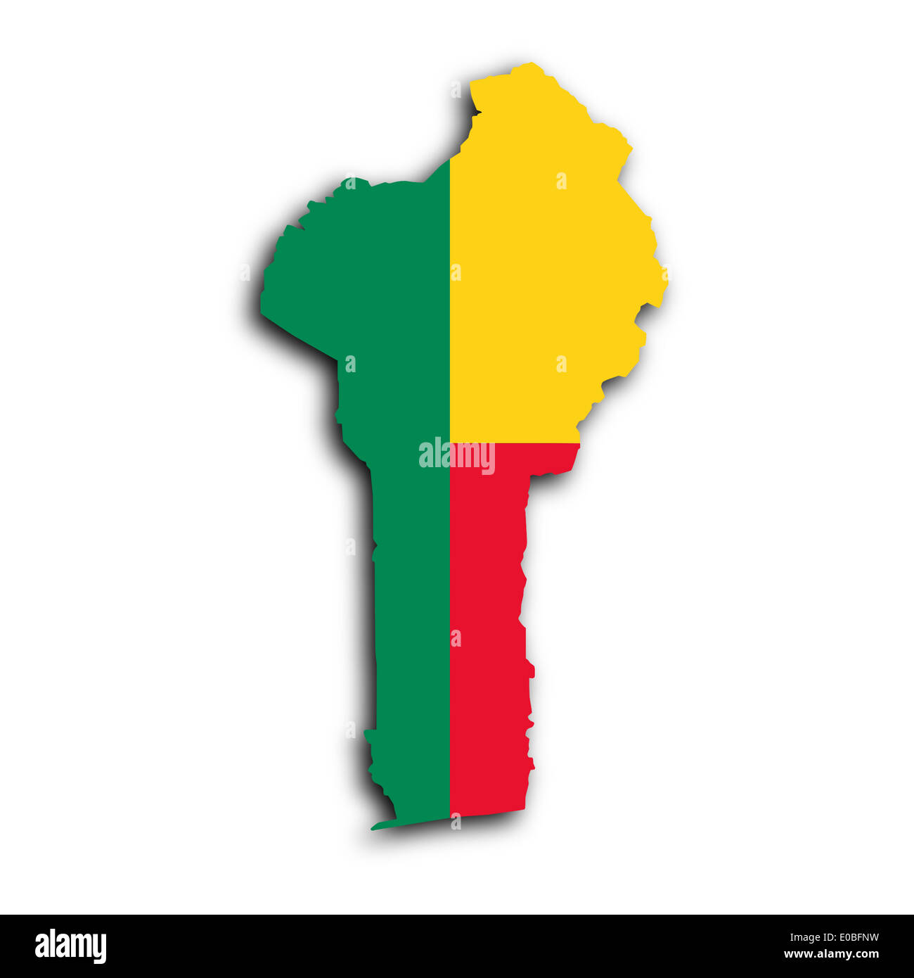 Map of Benin filled with the national flag Stock Photo