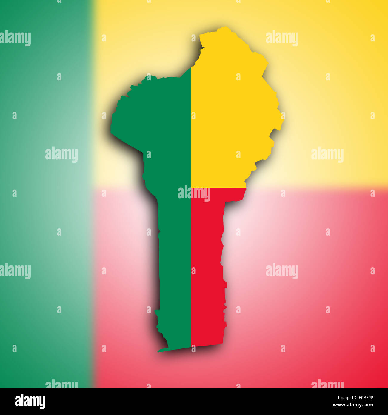 Map of Benin filled with the national flag Stock Photo