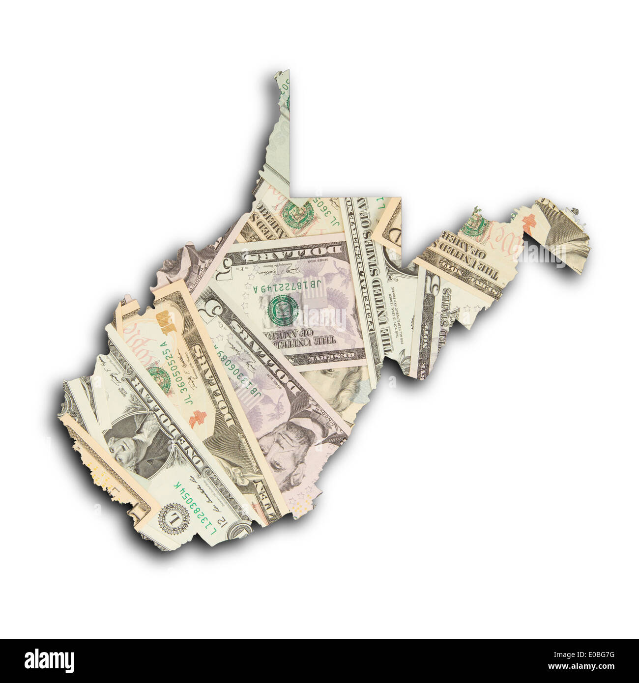 Map of West Virginia filled with many dollars Stock Photo Alamy