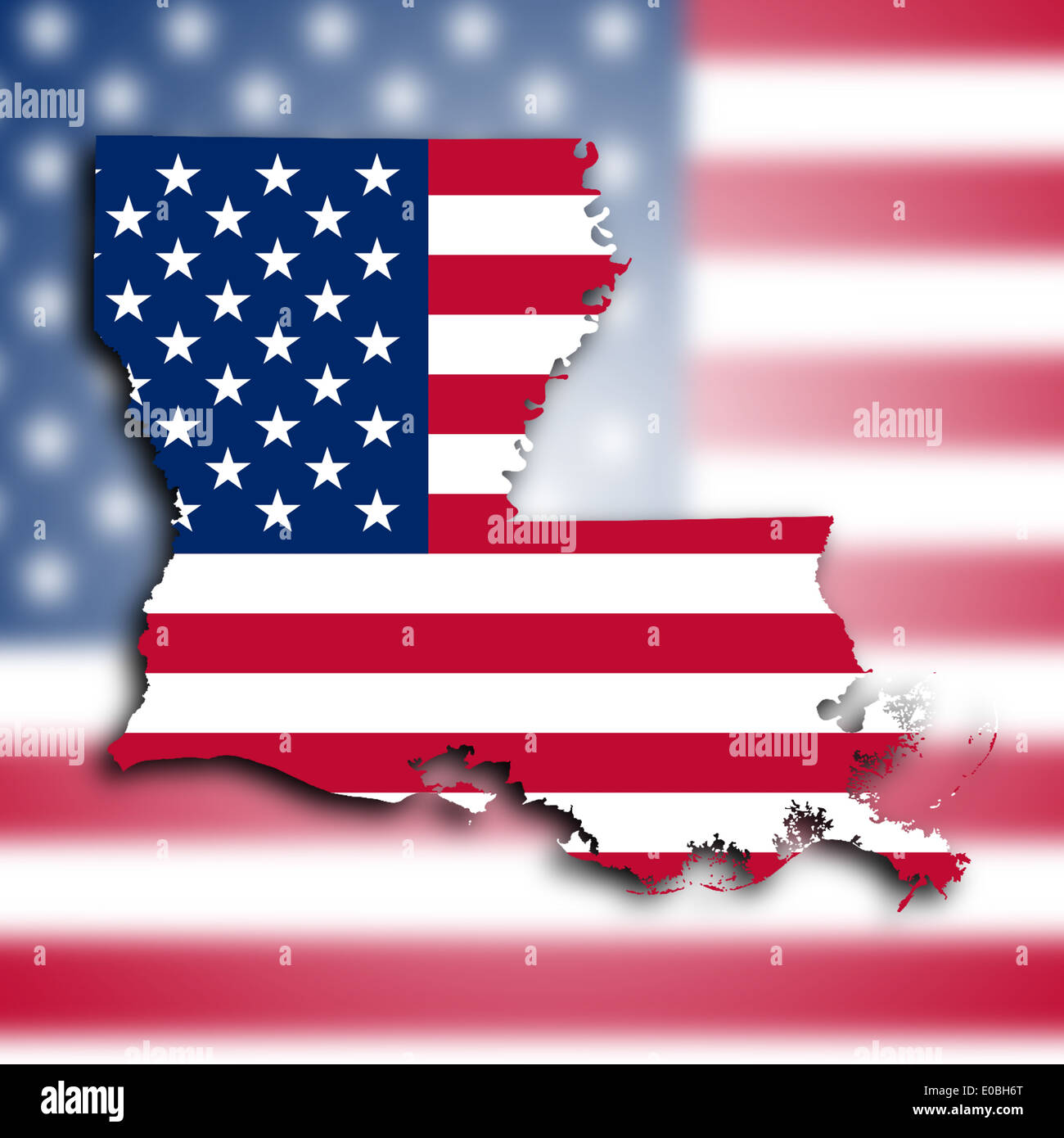 Map of Louisiana filled with the national flag Stock Photo - Alamy