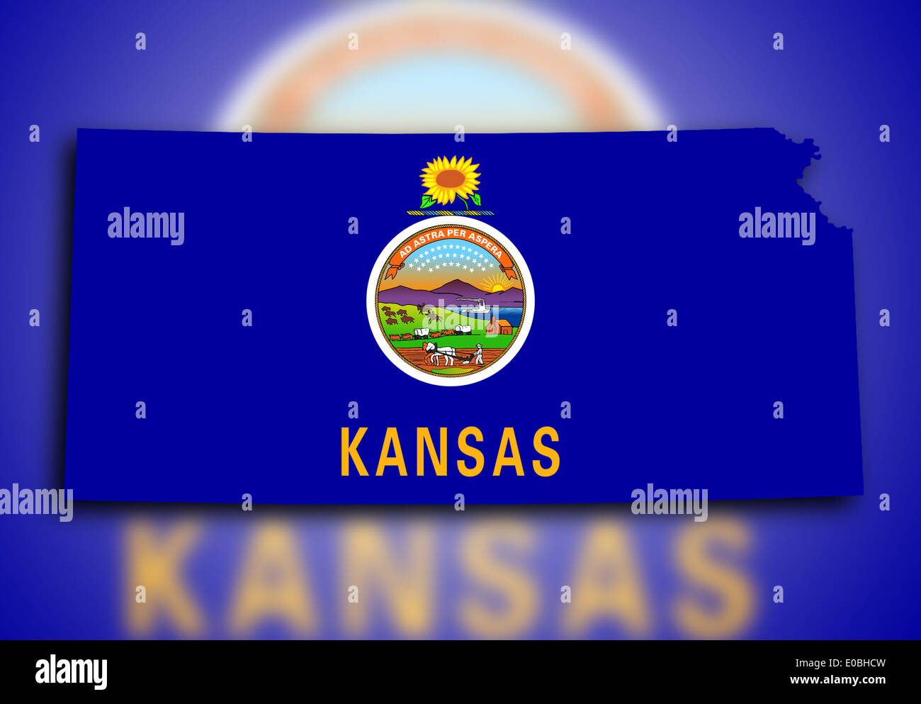 Map of Kansas filled with the state flag Stock Photo Alamy