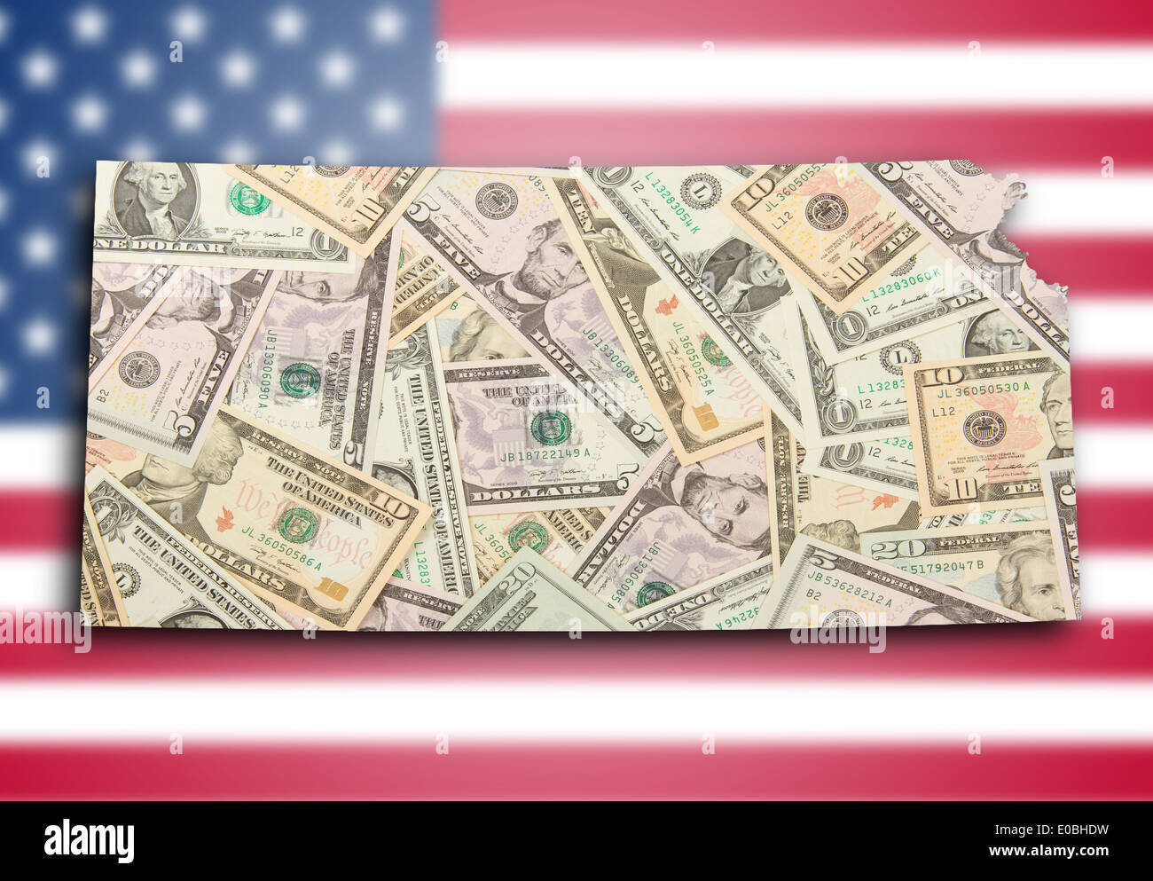 Map of Kansas filled with US dollars Stock Photo Alamy