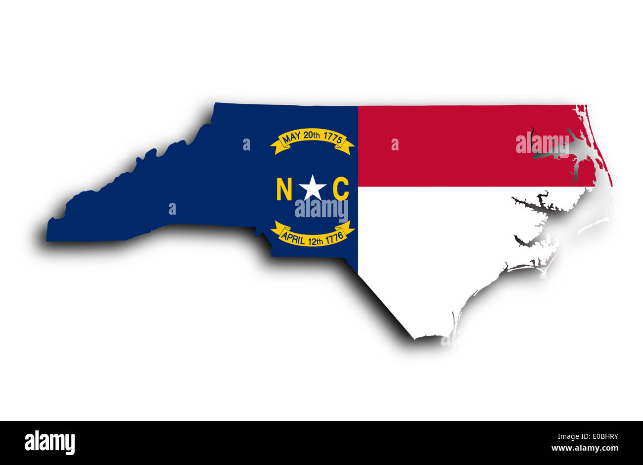 Map of North Carolina filled with the state flag Stock Photo - Alamy