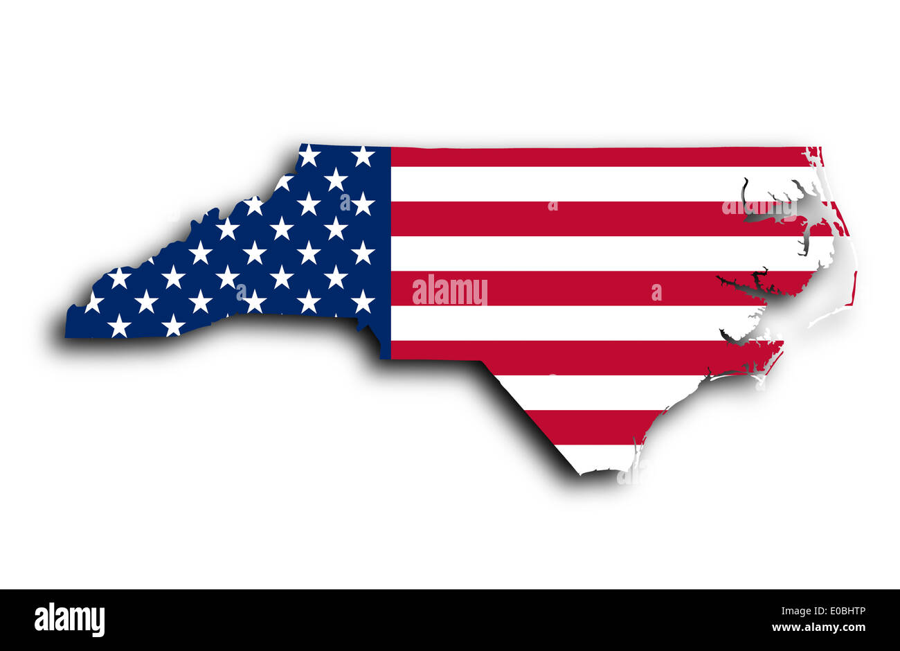 Map of North Carolina filled with the national flag Stock Photo - Alamy