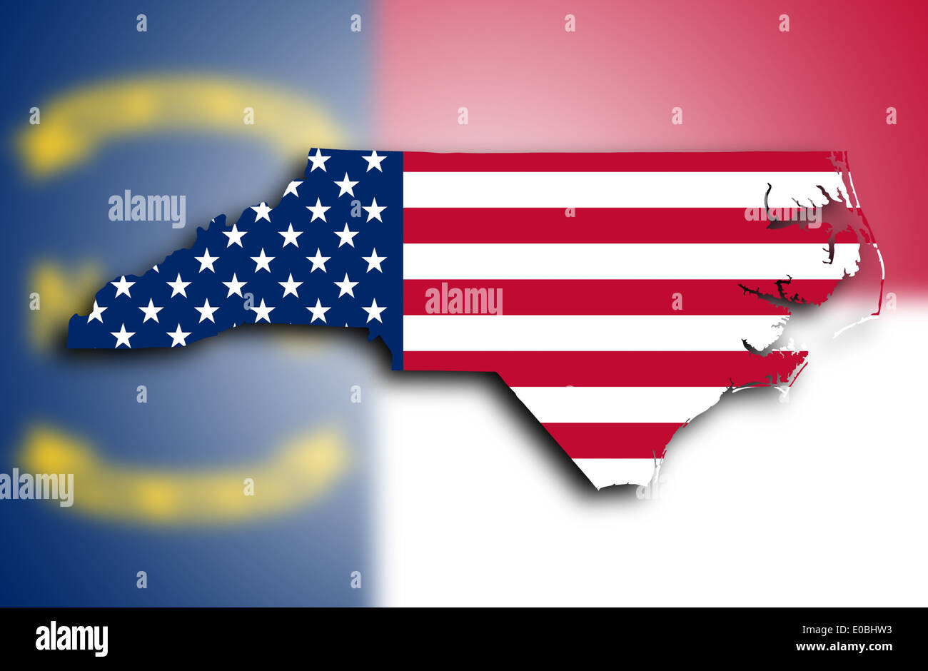 Map of North Carolina filled with the national flag Stock Photo - Alamy