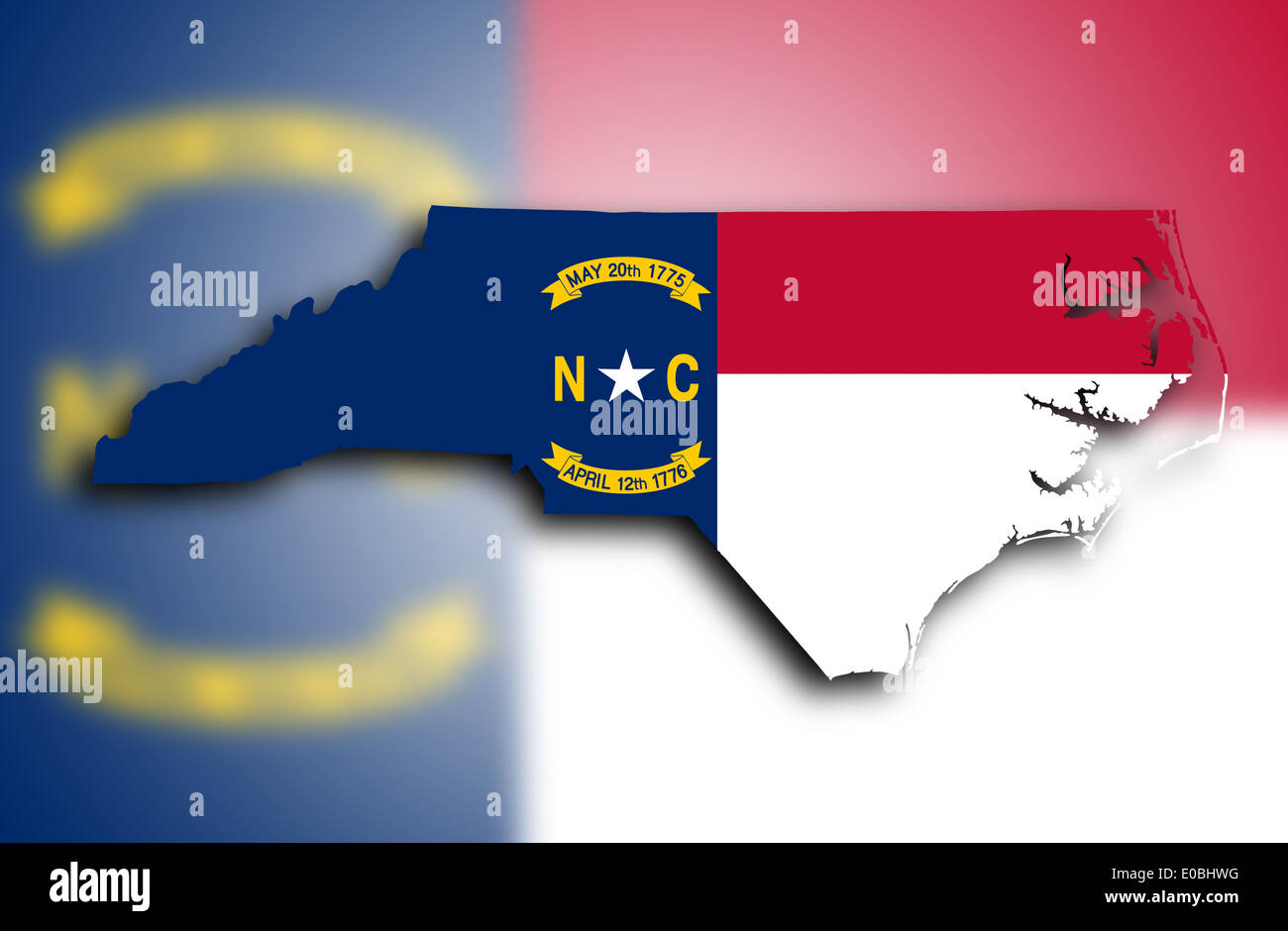 Map of North Carolina filled with the state flag Stock Photo - Alamy