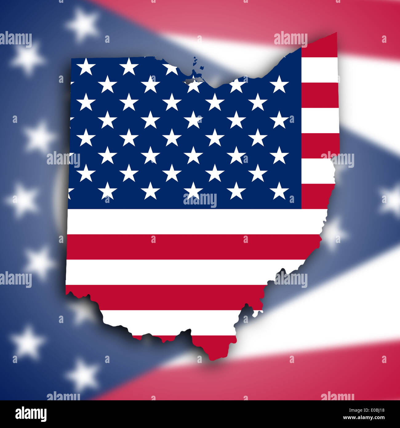 Map of Ohio filled with the national flag Stock Photo - Alamy