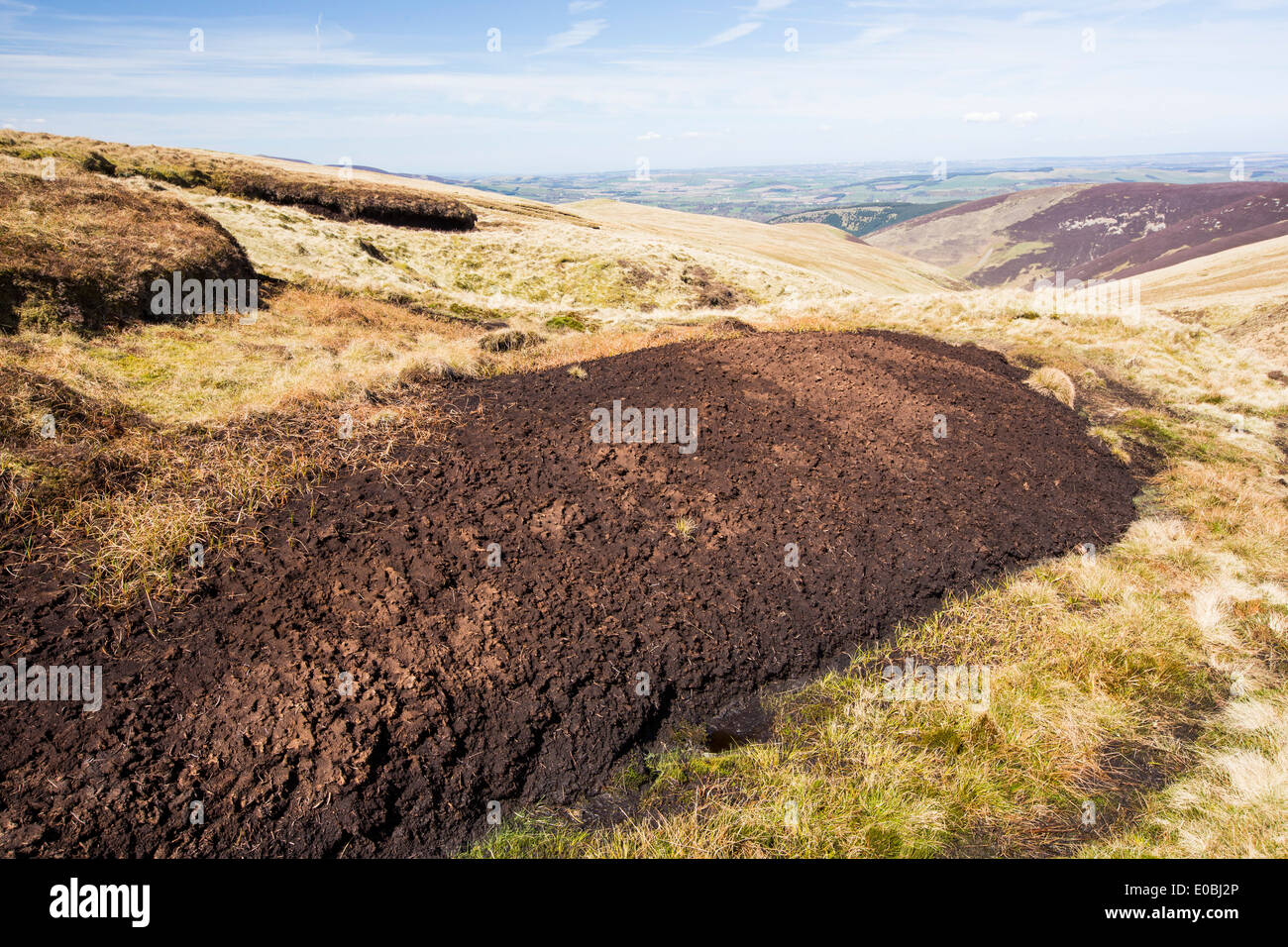 Peat Hags on king bank head above Biggar in the Southern Uplands of Scotland, UK. Stock Photo