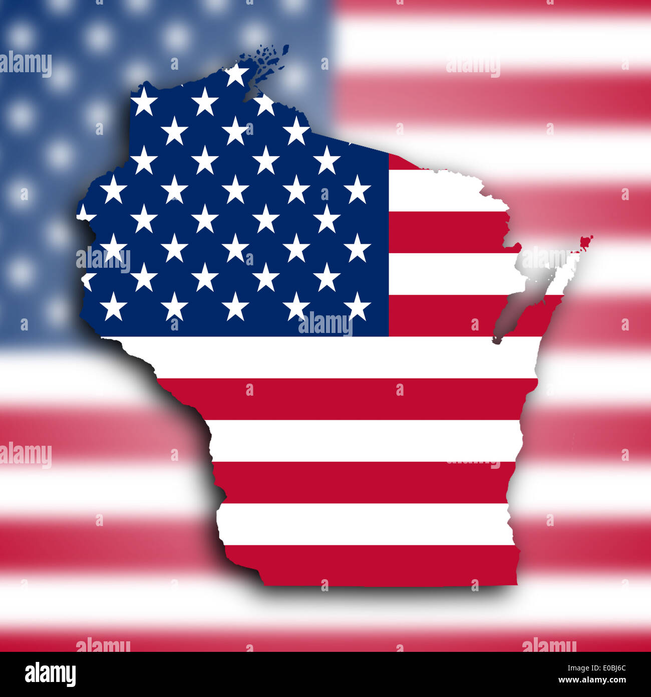 Map of Wisconsin filled with the national flag Stock Photo - Alamy