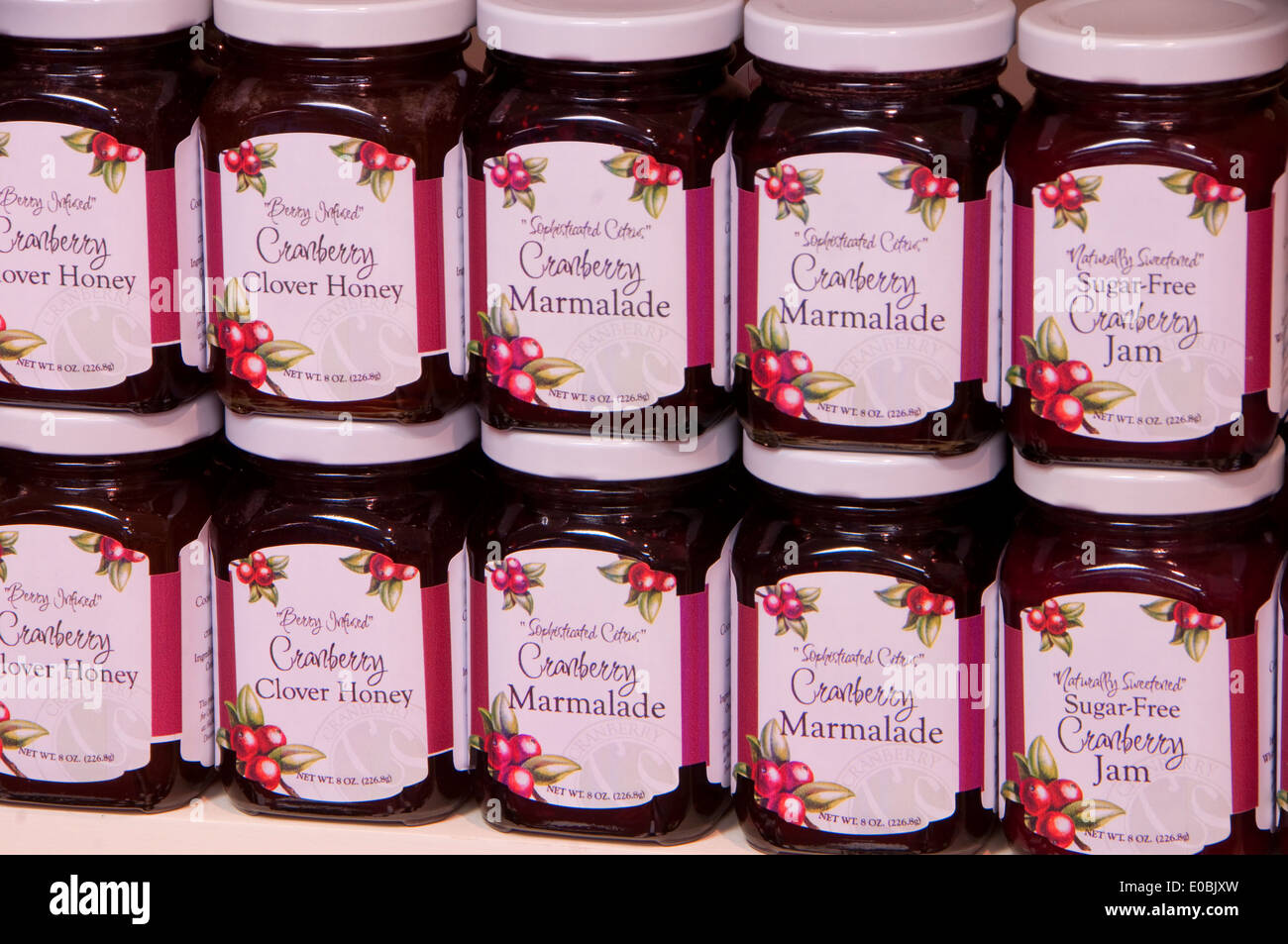 Jam jars, Cranberry Sweets candy store, Coos Bay, Oregon Stock Photo
