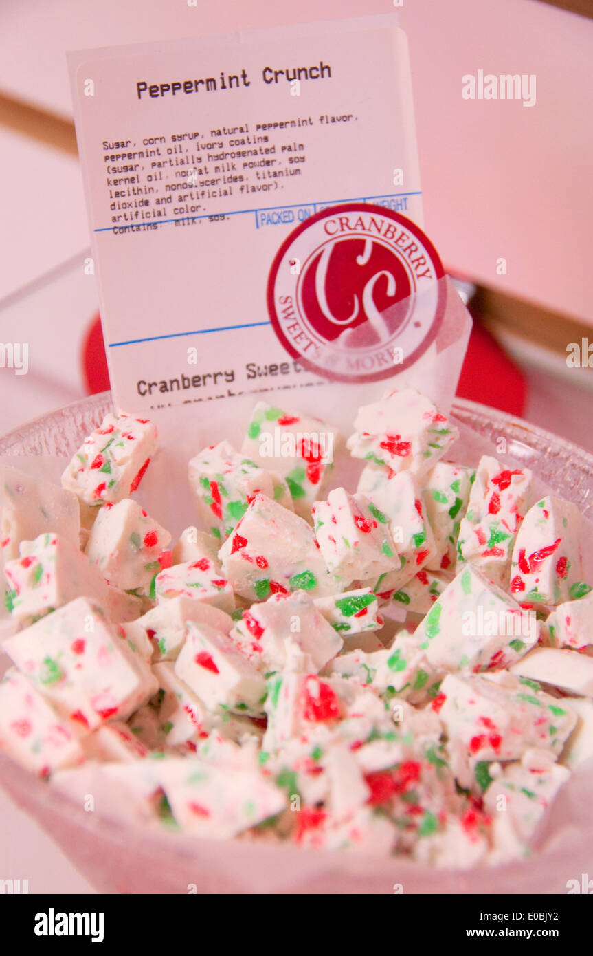 Sample candy, Cranberry Sweets candy store, Coos Bay, Oregon Stock