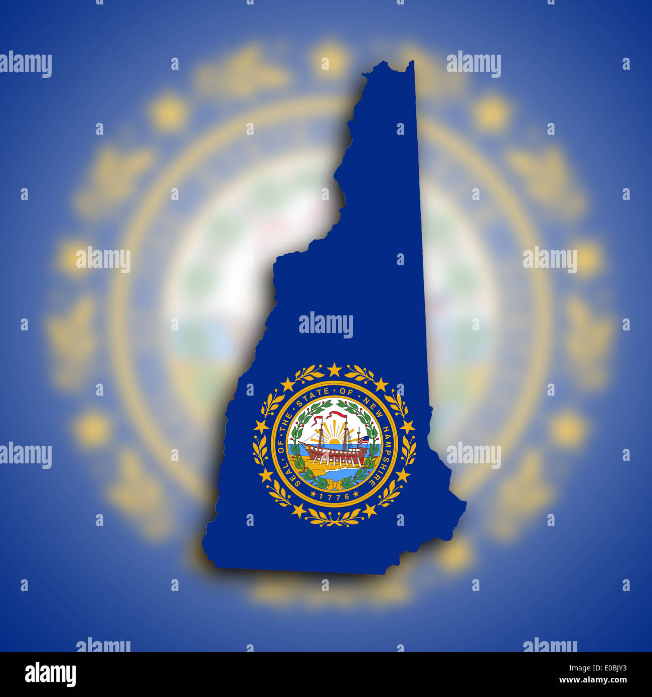 Map of New Hampshire filled with the state flag Stock Photo
