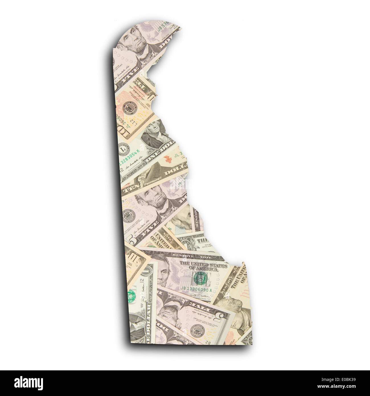 Map of Delaware filled with US dollars Stock Photo - Alamy