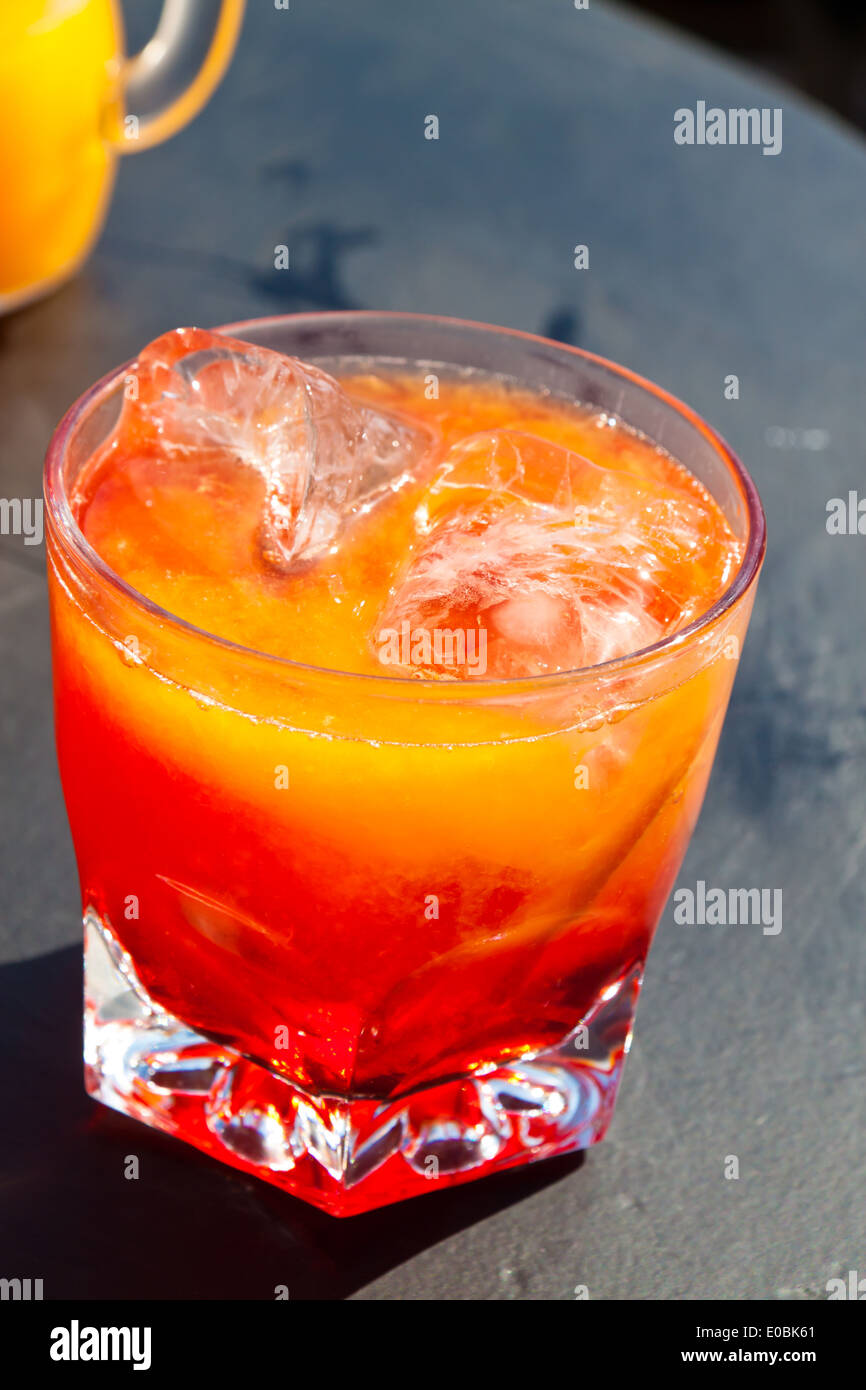 A glass Campari orange with a slice of orange, Ein Glas Campari Orange mit einer Orangenscheibe Stock Photo