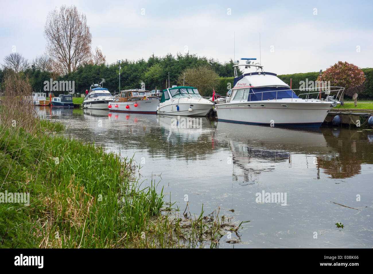 Boat Mooring on River Ancholme, Brigg, Lincolnshire Stock Photo