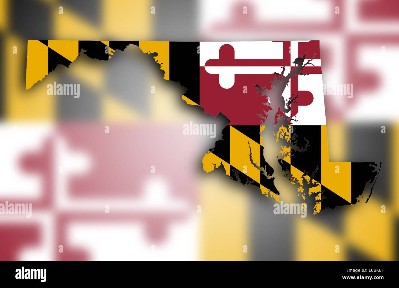 Map of Maryland filled with the state flag Stock Photo - Alamy