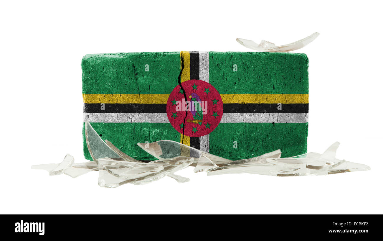 Brick with broken glass violence concept flag of Dominica Stock Photo ...