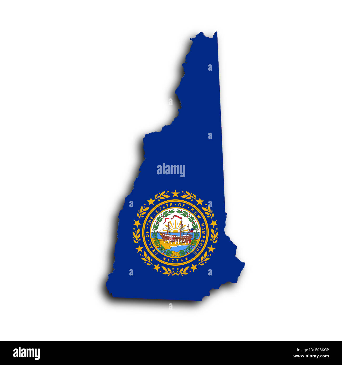 Map of New Hampshire filled with the state flag Stock Photo