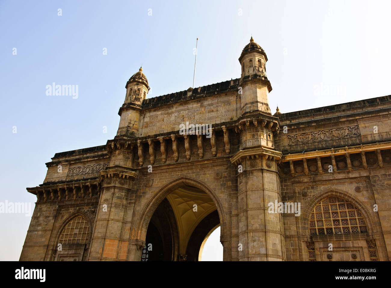 Gate of India,Appollo Bunder,Square,Tourists,School Children in Colorful Saris,promenade,Ferry terminal,Bombay,Mumbai,India Stock Photo