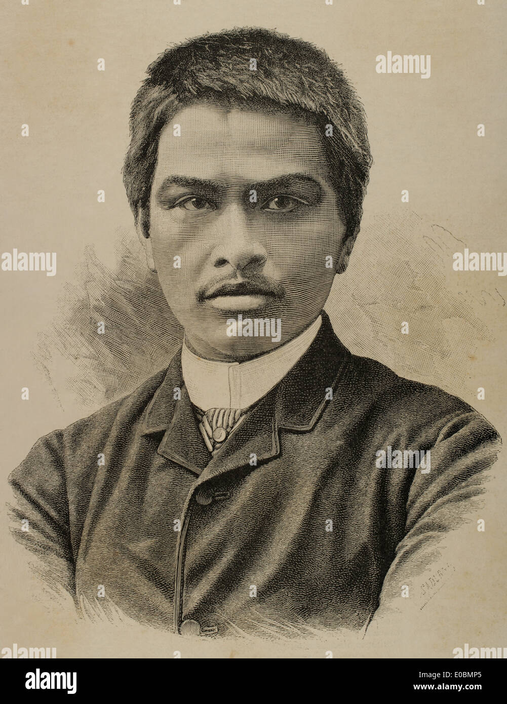 Juan Luna Novicio (18571899). Filipino artist. Engraving by Saderna