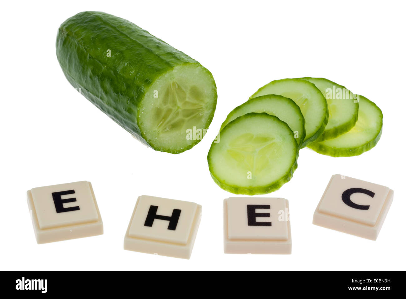 A cucumber as a symbol for the illness EHEC, Eine Gurke als Symbol fuer die EHEC Krankheit Stock Photo
