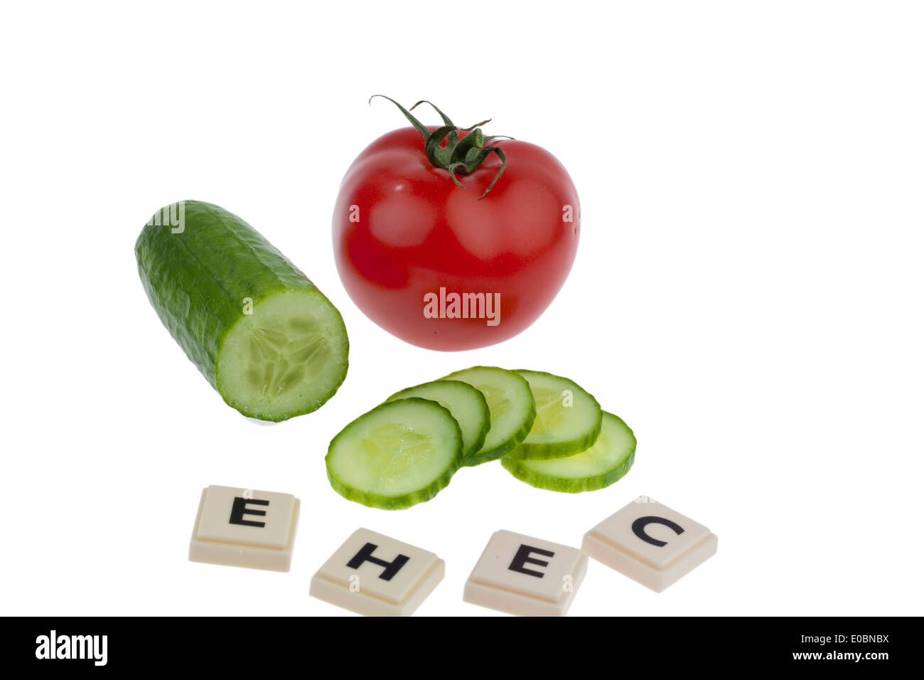 A cucumber as a symbol for the illness EHEC, Eine Gurke als Symbol fuer die EHEC Krankheit Stock Photo