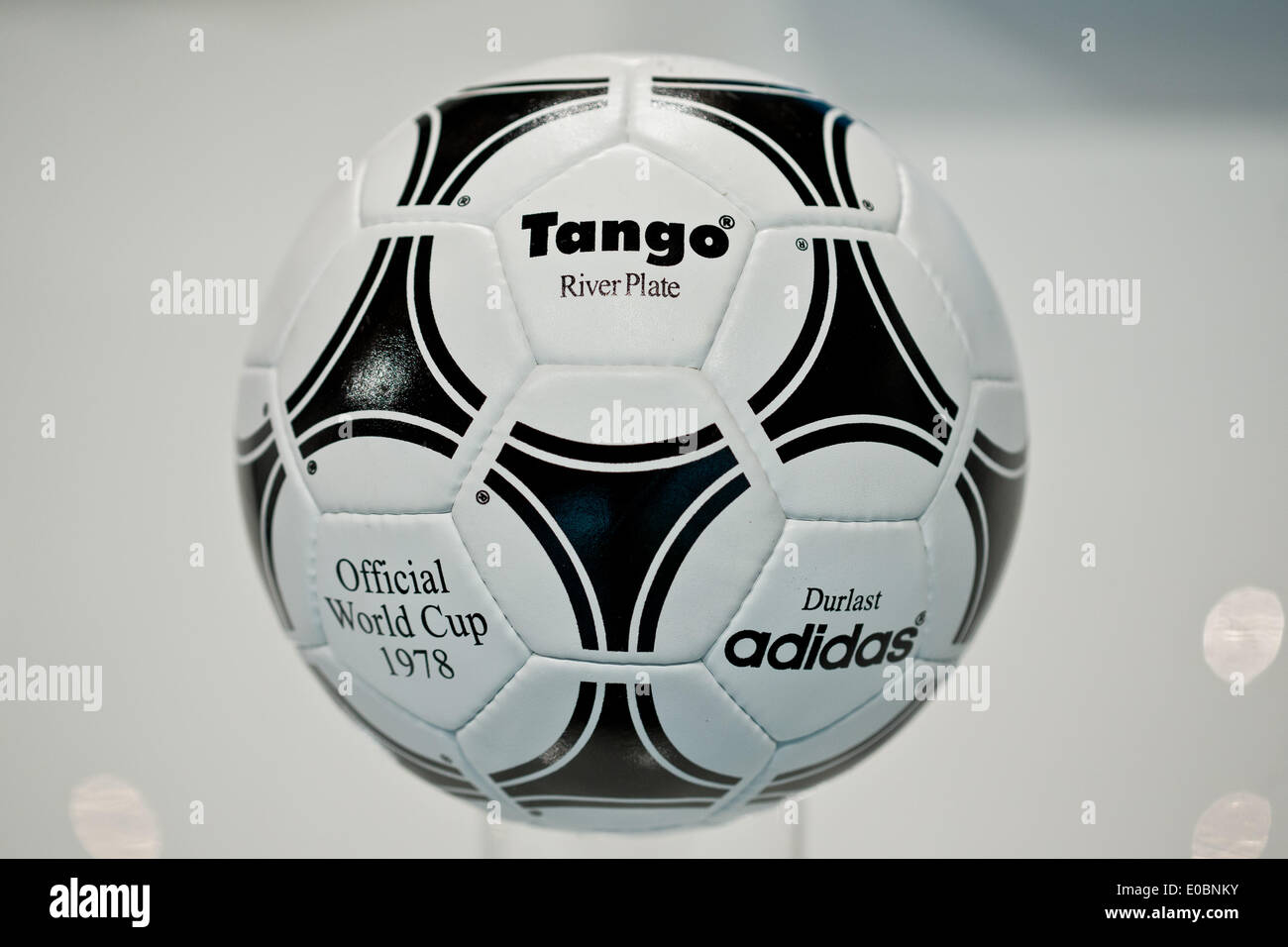 Fuerth, Germany. 08th May, 2014. The 'Tango Durlast' soccer ball which was  the official ball of the 1978 soccer world cup in Argentina is pictured  during the general meeting of sporting goods