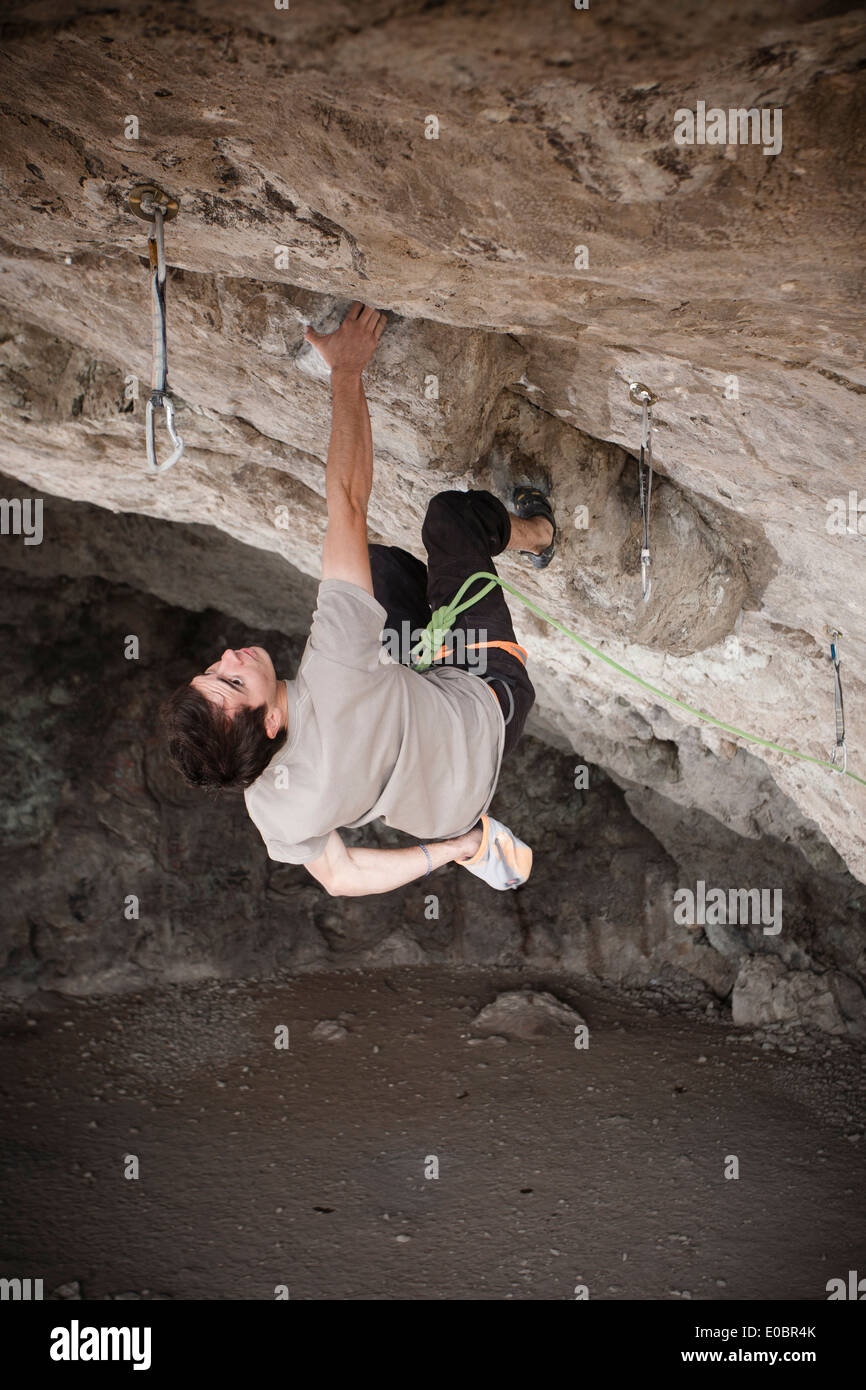 A young man rock climbing in Hidalgo, Mexico Stock Photo Alamy