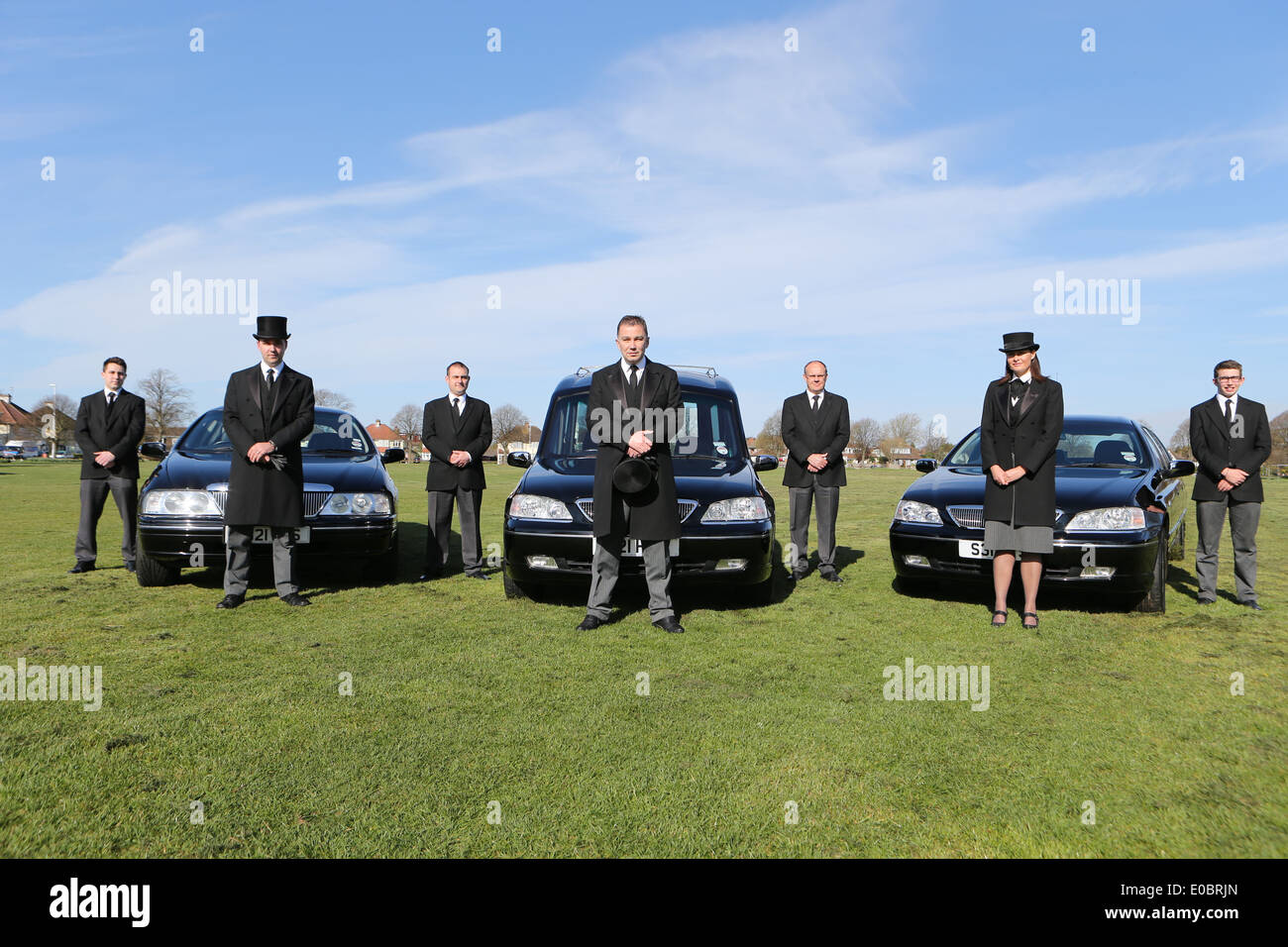 Funeral directors and cars Stock Photo