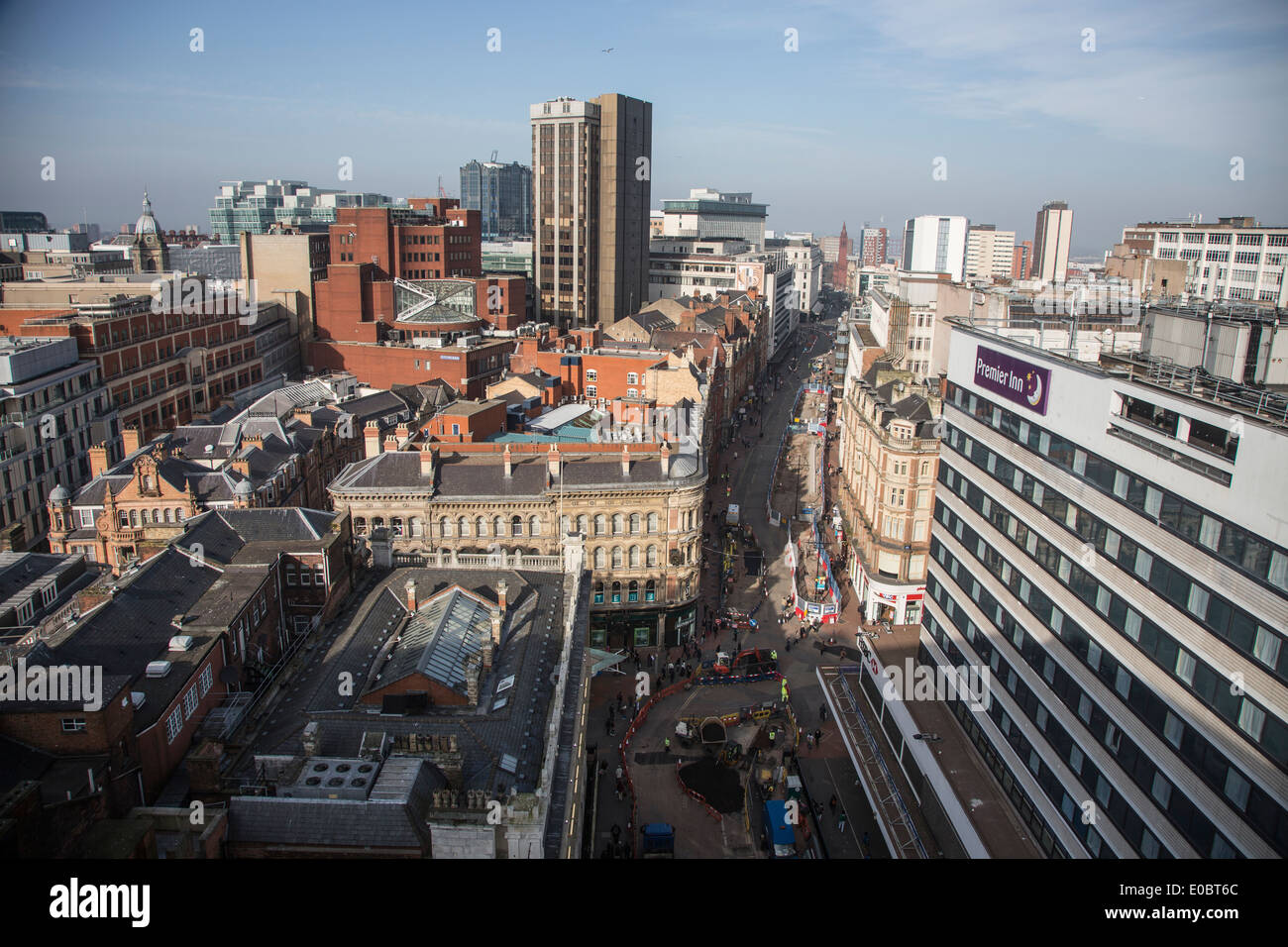 A view of offices, shops and apartments in Birmingham City Centre, UK