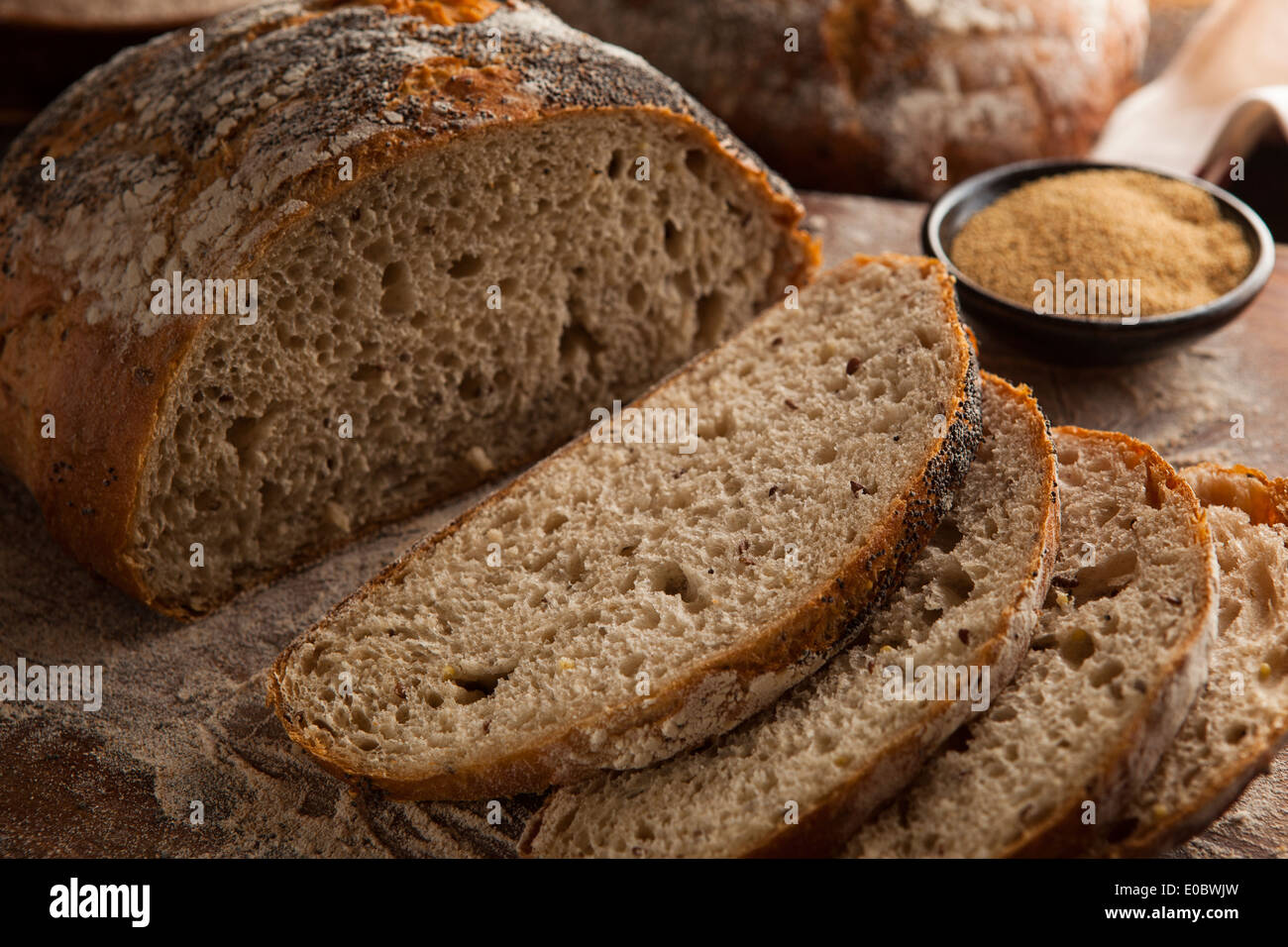 Organic Homemade Ancient Grain Bread made with Amaranth Stock Photo