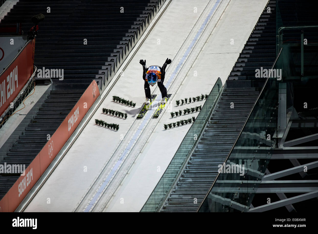 Ulrike Graessler (GER) competing in Women's Ski Jumping at t he Olympic