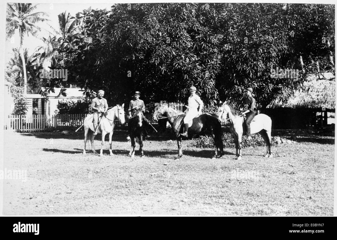 The British Consulate Polo Team, Teo, Fred, Cusack Smith, and George Reid, ca 1897 Stock Photo