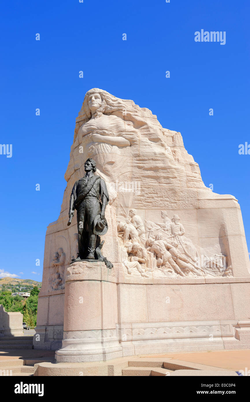 Mormon Battalion memorial or Mormon Battalion monument near the Capitol Building, Capitol Hill, Salt Lake City, Utah, USA Stock Photo