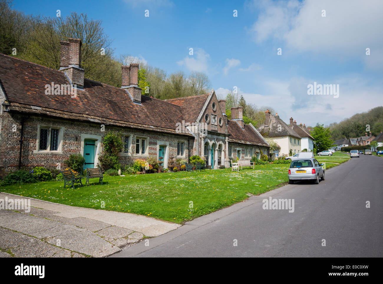 Cottages in the village of Milton Abbas, Dorset, England, UK Stock