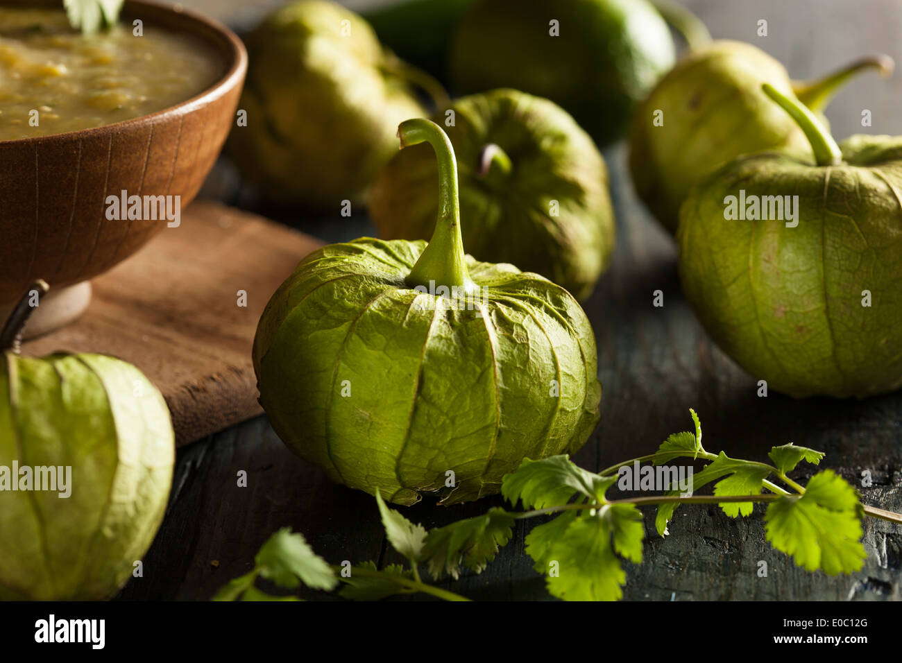 Group of Organic Green Tomatillos on a Background Stock Photo Alamy