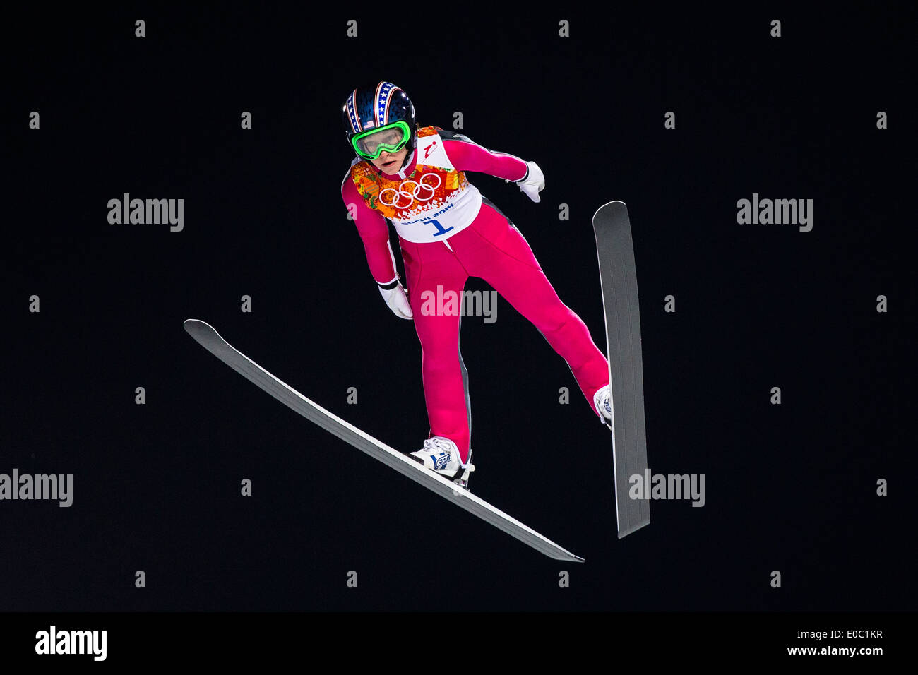 Sarah Hendrickson (USA) competing in Women's Ski Jumping at t he