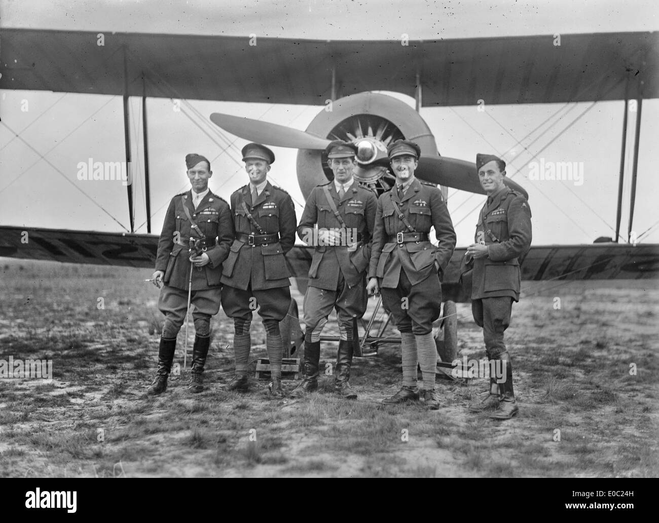 Group portrait of five decorated Australian Flying Corps officers Stock Photo