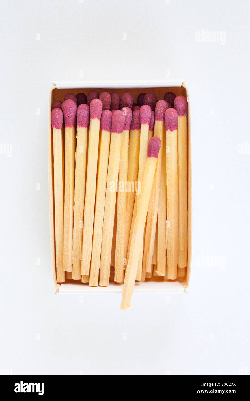 match box full of match sticks Stock Photo