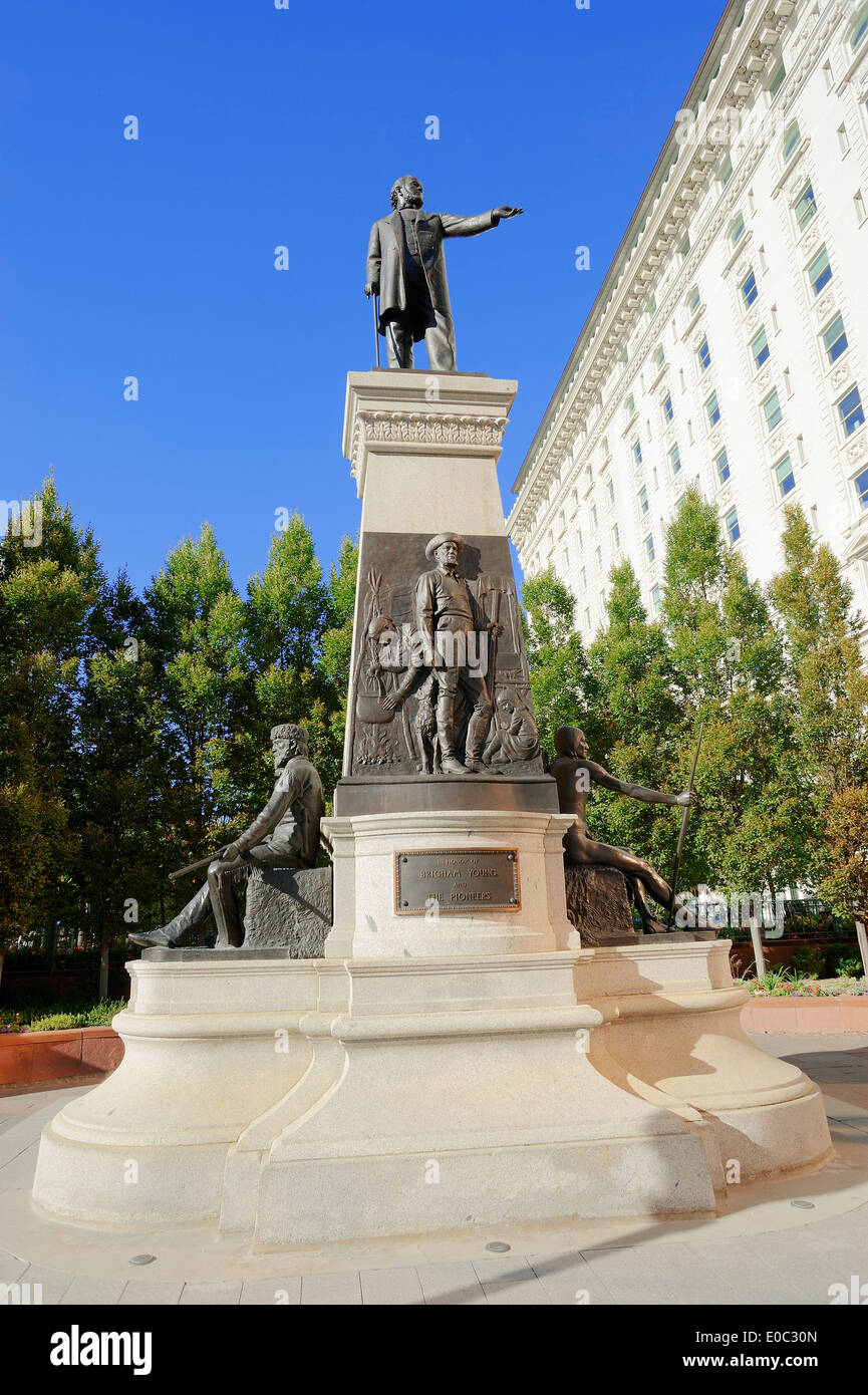 Monument Brigham Young and the Pioneers, Salt Lake City, Utah, USA Stock Photo