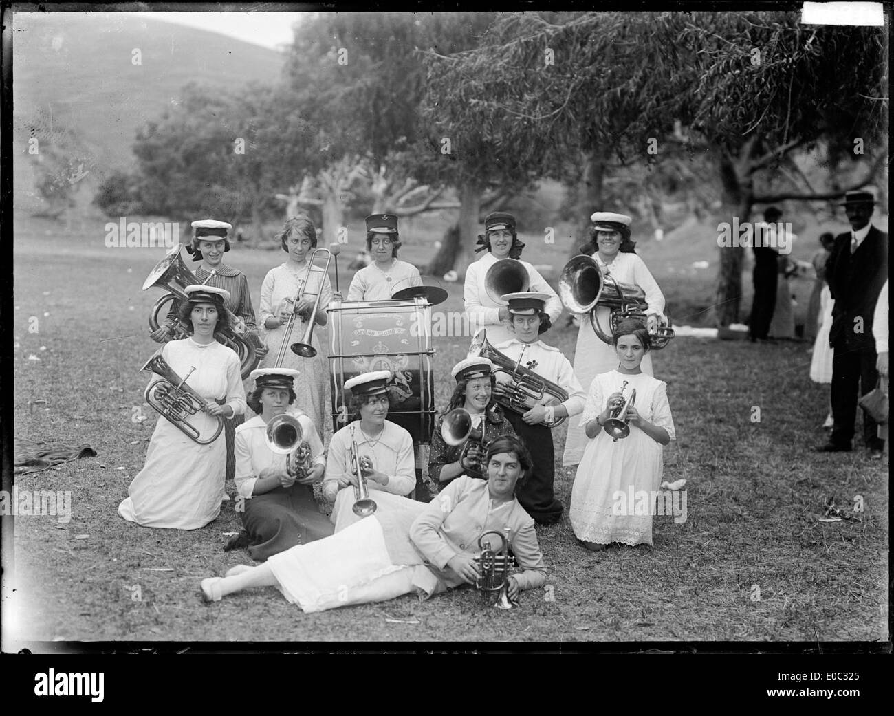 Temperance Ladies' Brass Band, possibly in Auckland, ca 1910s Stock Photo