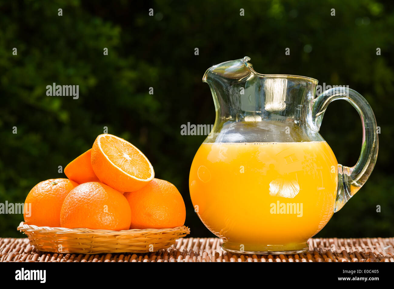 Fresh orange juice in my summer garden Stock Photo