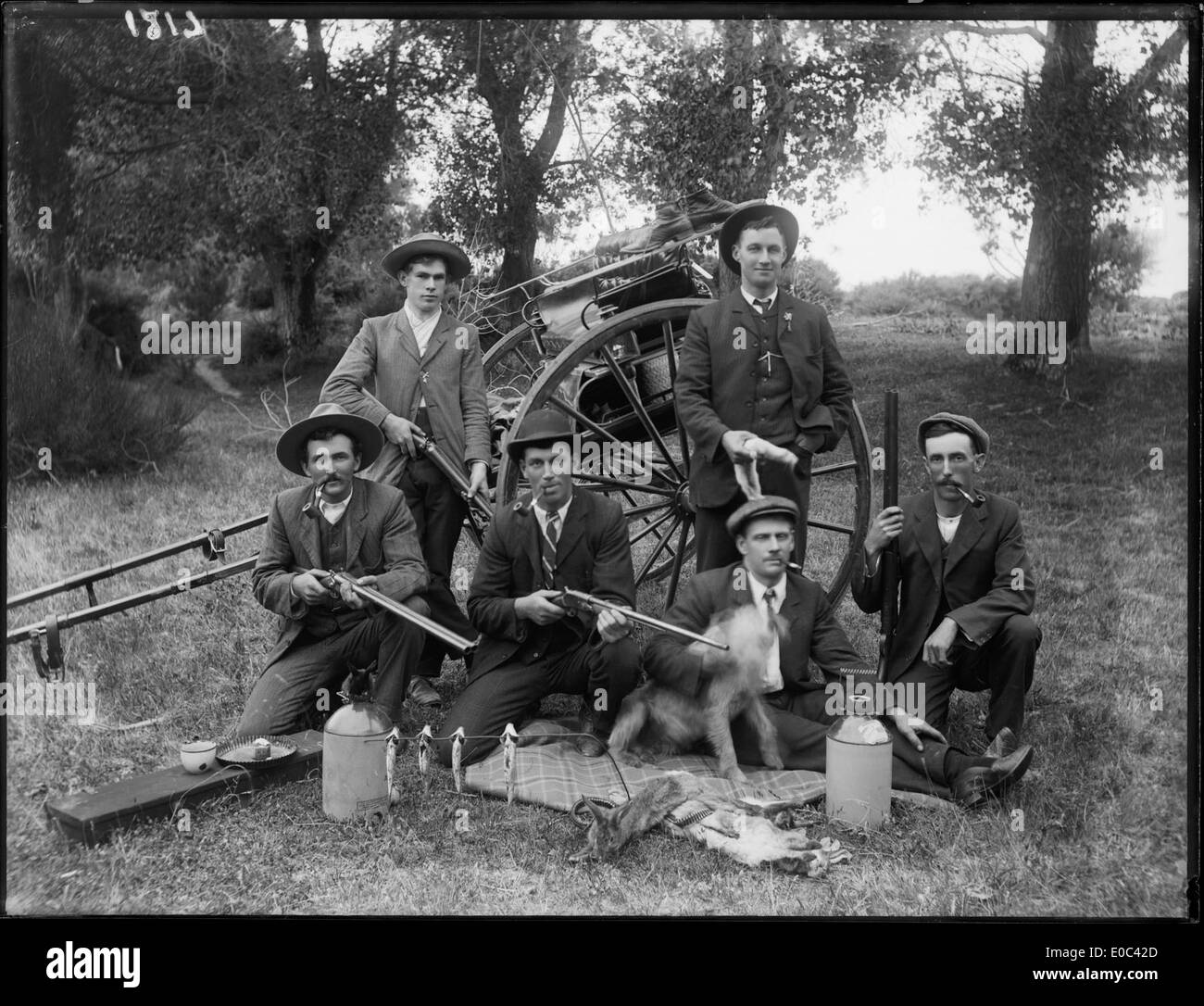 Olden Days Rabbit Catching This photograph shows rabbit hunters in the Christchurch district ...