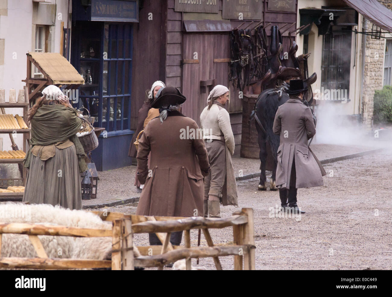 Corsham Wiltshire 6th May 2014  Filming the BBC drama Poldark on location in Corsham Wiltshire. The BBC have taken over this small country town to remake their hit 1970's drama based upon the works of Winston Graham. Credit:  Mr Standfast/Alamy Live News Stock Photo