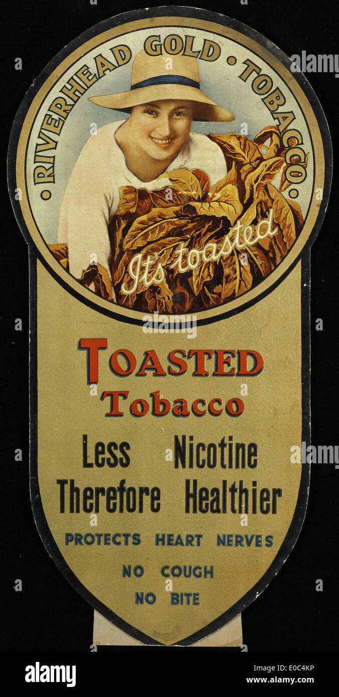 toasted tobacco This advertisement for the National Tobacco Company Ltd. promotes its “ toasted” tobacco, highlighting its unique selling point in the market. It  emphasizes the quality of its tobacco products and warns against imitations