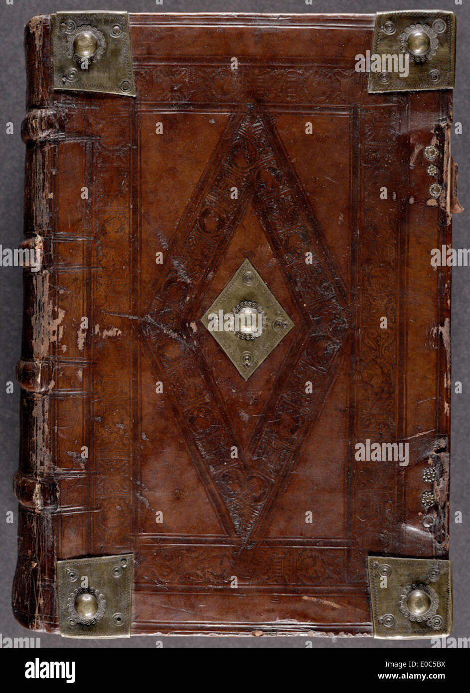 This image shows an example of 16th-century English bookbinding ...