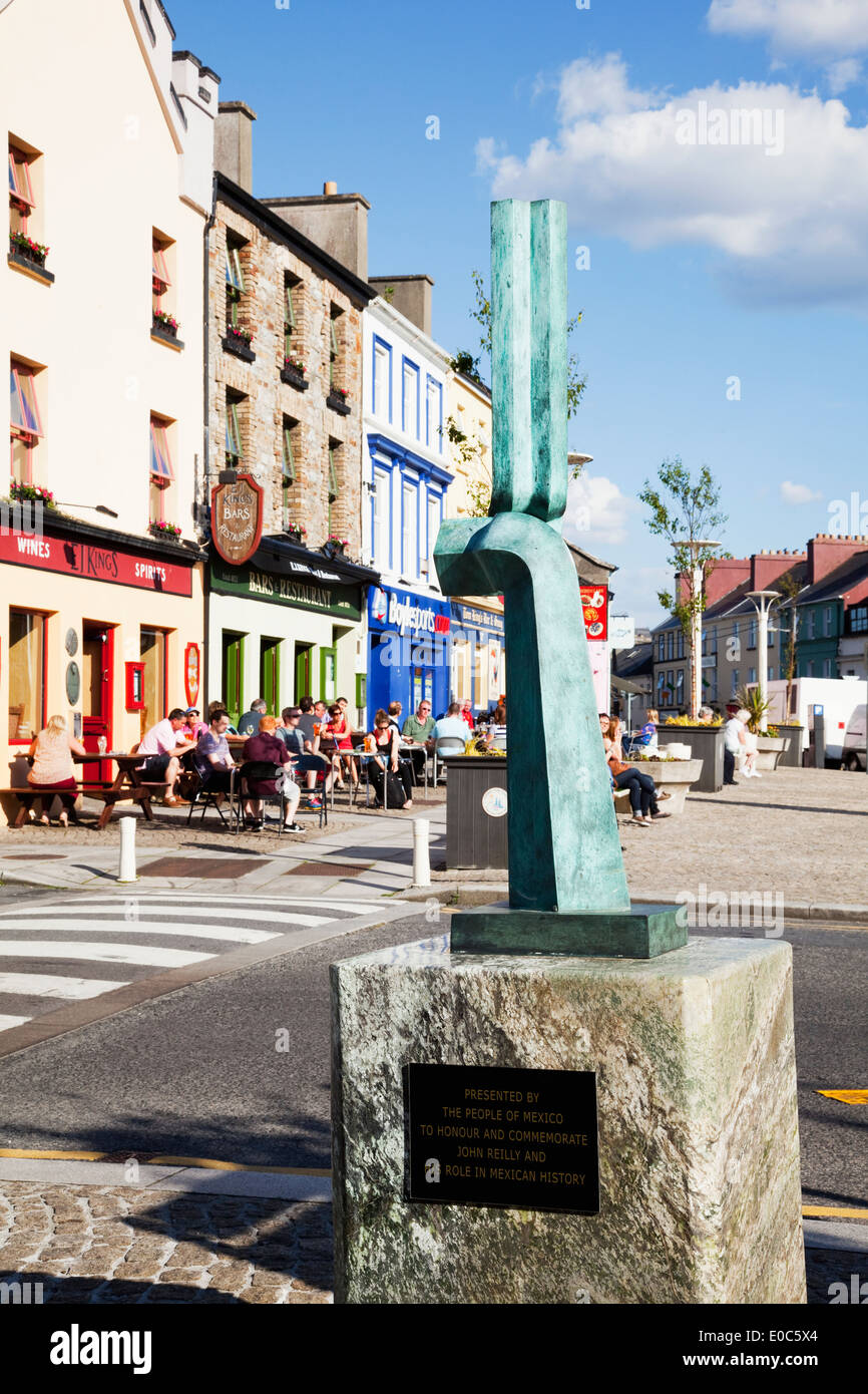 A sculpture in a busy retail area; Clifden, County Galway, Ireland 