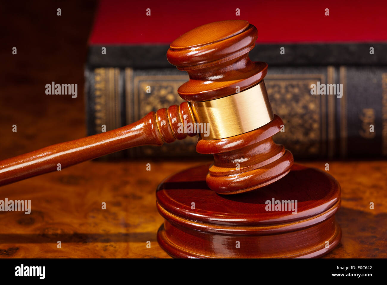 The judge's hammer of a judge at court Stock Photo